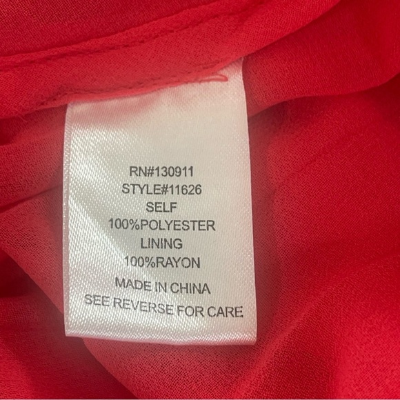 Daniel Rainn Pleated Sheer Batwing Reddish Pink Blouse Medium - Picture 7 of 8